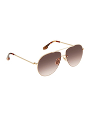 Victoria Beckham Full-Rim Pilot Gold Sunglasses for Women, Red Lens, VB213S 725, 61/13/140