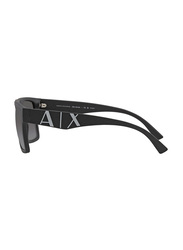 Armani Exchange Polarized Full-Rim Rectangular Matte Black Sunglasses For Men, Grey Gradient Lens, 0AX4113S 8078T3, 55/18/145