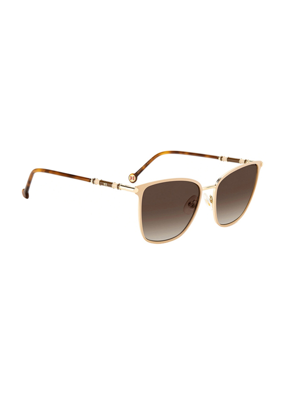 Carolina Herrera Full-Rim Rectangle Gold Nude Sunglasses for Women, Brown Gradient Lens, NUDE 0BKU HA, 56/18/145
