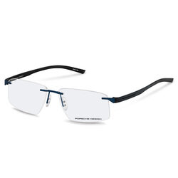 Porsche Design Rimless Rectangle Blue Eyeglass Frame for Men, Clear Lens, P8344, 58/15/140