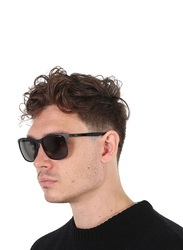 Hugo Boss Polarized Full-Rim Square Black Sunglasses for Men, Grey Lens, BO1291/F/S 0003 M9, 59/17/145