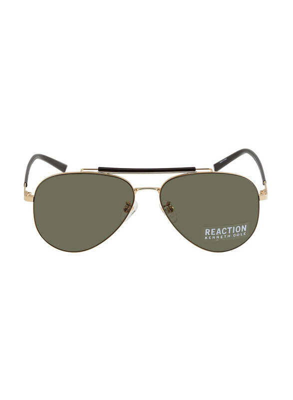 Kenneth Cole Full-Rim Pilot Gold Sunglasses for Men, Green Lens, KC2815 32N, 58/14/140