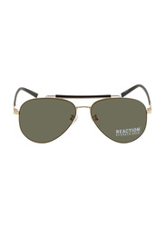 Kenneth Cole Full-Rim Pilot Gold Sunglasses for Men, Green Lens, KC2815 32N, 58/14/140