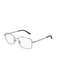 Gucci Full-Rim Rectangular Silver Eyeglasses for Men, Clear Lens, GG0943O 001 53, 53/20/145