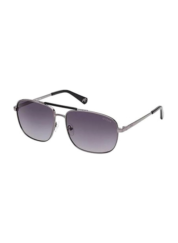 Guess Full-Rim Square Shiny Gunmetal Sunglasses Unisex, Gradient Smoke Lens, GU5210 08B