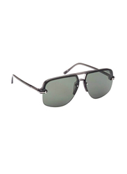 Tom Ford Half-Rim Pilot Dark Grey Sunglasses for Men, Green Lens, FT1003 20N, 63/11/145