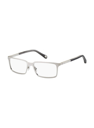 Fossil Full-Rim Square Silver Eyeglass Frames for Men, FOS6072 KJ1 5216, 52/16/140