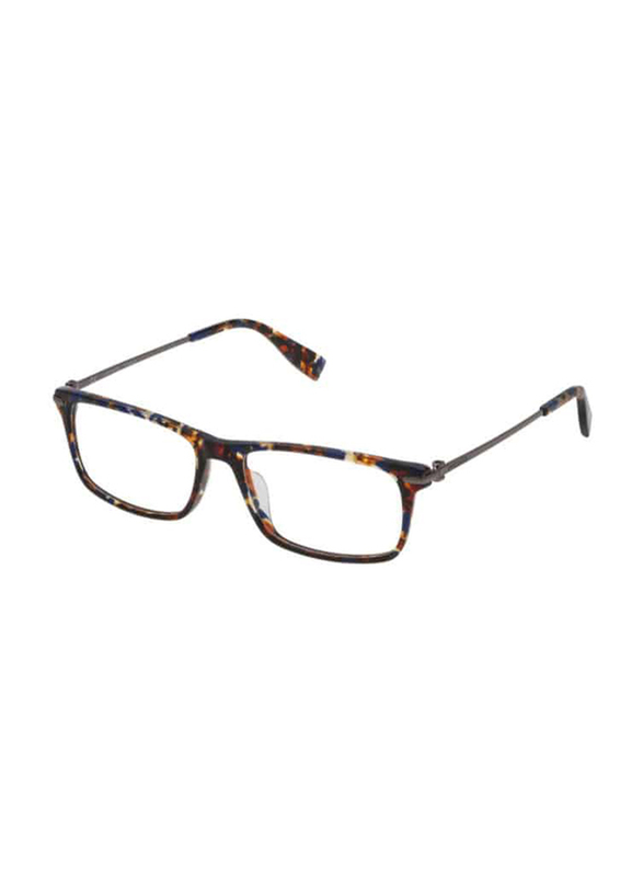 Trussardi Full-Rim Rectangular Havana Eyewear for Men, Transparent Lens, VTR249 560WT9, 56/17/140