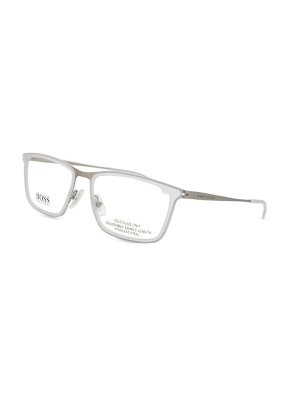 Hugo Boss Full-Rim Rectangular Ruthenium Frame for Men, BO1242 CDN, 56/18/150