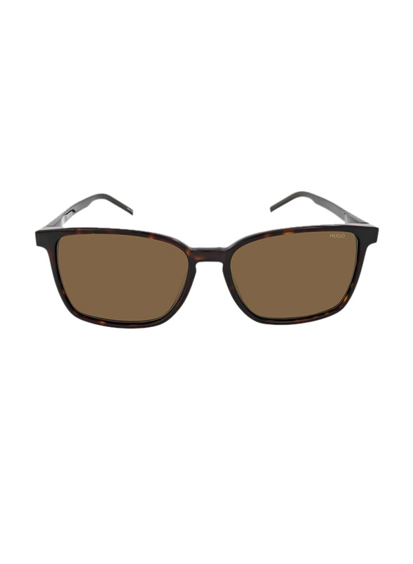 Hugo Boss Full-Rim Square Black Sunglasses for Men, Green Lens, HG1128/S 08656QT, 56/16/140
