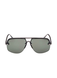 Tom Ford Half-Rim Pilot Dark Grey Sunglasses for Men, Green Lens, FT1003 20N, 63/11/145
