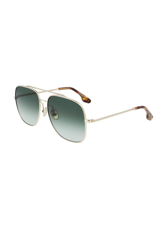 Victoria Beckham Full-Rim Pilot Gold Sunglasses for Women, Green Lens, VB215S 700, 59/15/140
