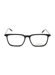 Mont Blanc Full-Rim Square Black Eyewear Frames For Men, Mirrored Clear Lens, MB0197O-004