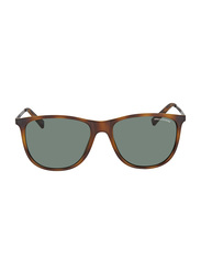 Armani Exchange Polarized Full-Rim Square Matte Tortoise Sunglasses For Men, Grey Green Lens, AX4047SF 802971, 57/17/140