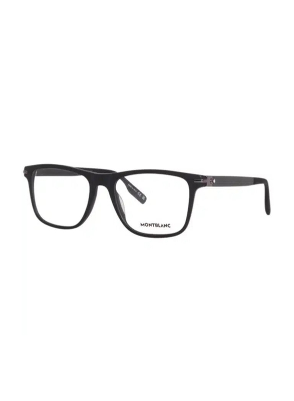Mont Blanc Full-Rim Square Black Eyewear Frames For Men, Mirrored Clear Lens, MB0251O-001