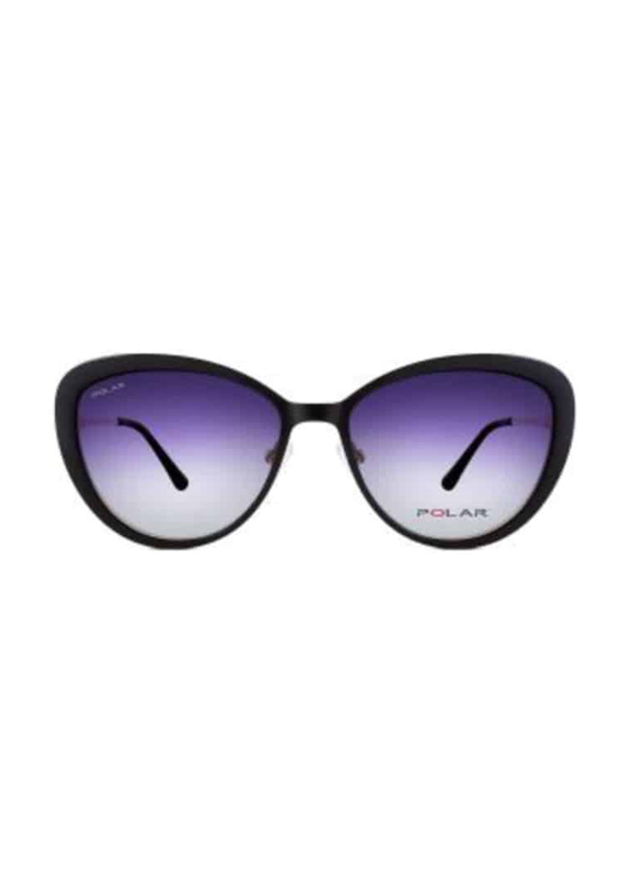 Polar Full-Rim Cat Eye Matte Black Clip On Frame for Women, Blue Lens, 518 22, 55/17/140