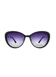 Polar Full-Rim Cat Eye Matte Black Clip On Frame for Women, Blue Lens, 518 22, 55/17/140