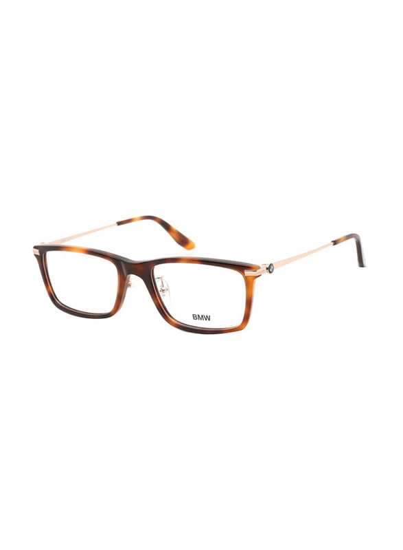 BMW Full-Rim Rectangle Dark Tortoise Eyewear Frames For Men, Mirrored Clear Lens, BW5020 052, 56/20/145