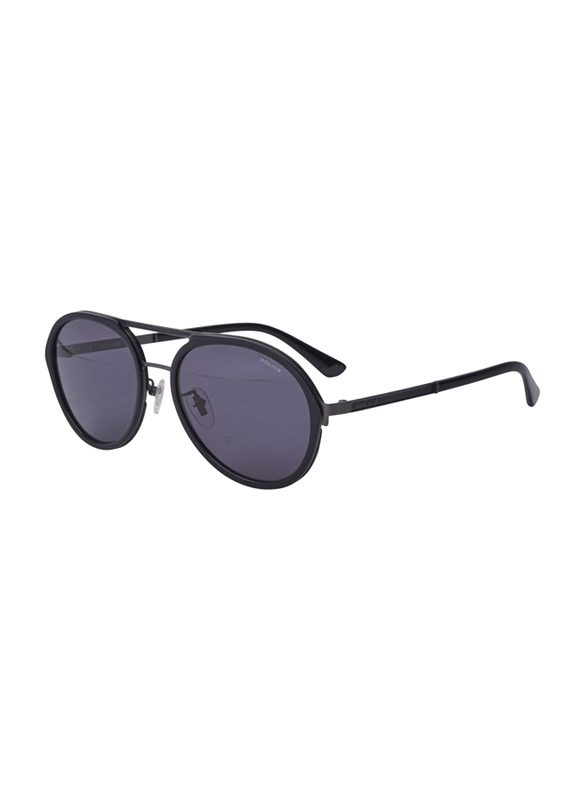 Police Record 2 Full-Rim Aviator Black Sunglasses for Men, Grey Lens, SPLA57M 0627, 57/18/145