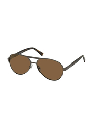 Timberland Polarized Full-Rim Pilot Gunmetal Sunglasses for Men, Brown Lens, TB9214 09H, 61/15/150