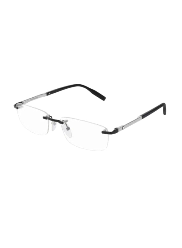 Mont Blanc Rimless Rectangular Black Eyewear Frames For Men, Mirrored Clear Lens, MB0023O 005