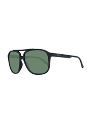Guess Polarized Full-Rim Rectangle Black Sunglasses For Men, Green Lens, GF5084 02N