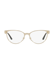 Versace Full-Rim Cat Eye Gold Eyewear for Women, Transparent Lens, 0VE1277 1252, 54/17/140