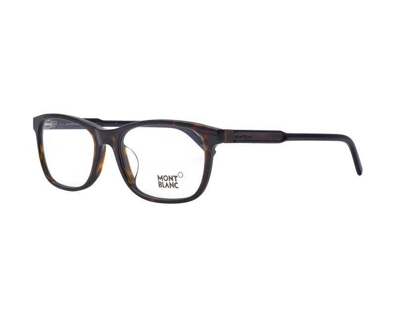 Mont Blanc Full-Rim Rectangular Dark Havana Brown Eyeglass Frames for Women, Clear Lens, MB631 056, 55/17/145