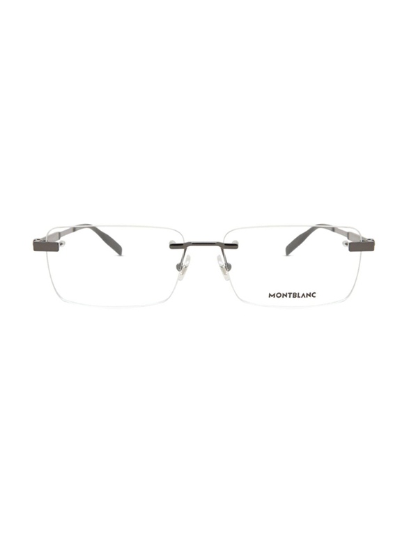 Mont Blanc Rimless Square Grey Eyewear Frames For Men, Mirrored Clear Lens, MB0030O 006, 59/16/150