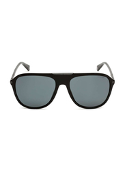 Polaroid Full Rim Oval Black Sunglasses for Men, Polarized Black Lens, PLD2070/S/X, 58/18/145