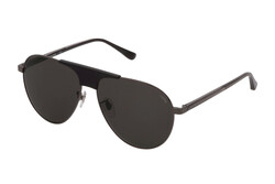 Lozza Ferrara 5 Full-Rim Pilot Grey Unisex Sunglasses, Black Lens, SL2354 0568, 60/14/145