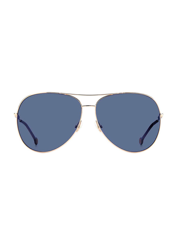 Carolina Herrera Full-Rim Pilot Gold Copper Sunglasses for Women, Blue Lens, CH0034 S 0DDB KU, 64/13/145
