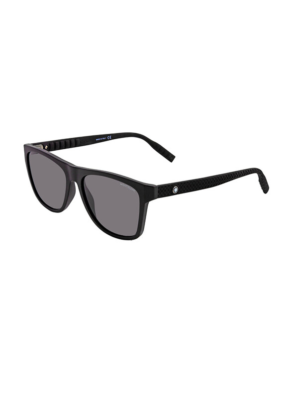 

Mont Blanc Full-Rim Square Black Sunglasses for Men, Grey Lens, MB0062S 00, 56/17/145