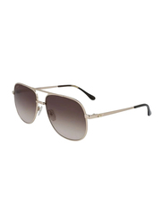 Lacoste Full-Rim Gold Pilot Sunglasses for Men, Brown Shaded Lens, L223S 714, 60/16/140