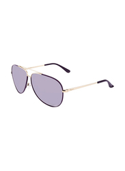 Salvatore Ferragamo Full-Rim Pilot Shiny Light Gold Sunglasses Unisex, Purple Lens, SF131S 736, 60/10/135