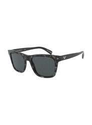 Emporio Armani Full-Rim Square Grey Havana Sunglasses for Men, Grey Lens, 0EA4142F 58248757, 57/19/145