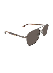 Hugo Boss Full-Rim Pilot Ruthenium Sunglasses for Men, Grey Lens, HG 0330/S R80 70, 55/19/145