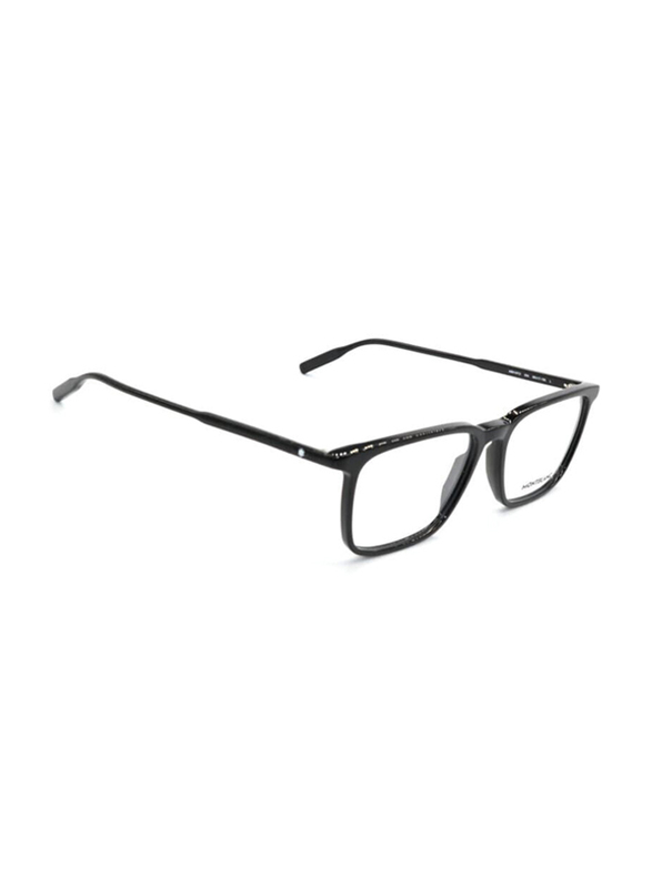 Mont Blanc Full-Rim Square Black Eyewear Frames For Men, Mirrored Clear Lens, MB0197O-004