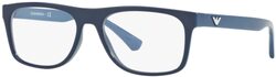 Emporio Armani Full-Rim Rectangular Blue Eyeglasses for Women, Clear Demo Lens, EA3097 5556, 53/17/140