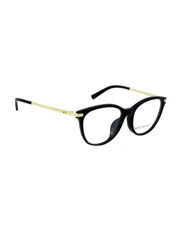 Armani Exchange Full-Rim Cat Eye Shiny Black Frame For Women, 0AX3078F 8158, 53/17/140