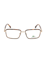 Lacoste Full-Rim Rectangular Matte Gold Sunglasses for Men, Transparent Lens, L2278 710, 54/18/145