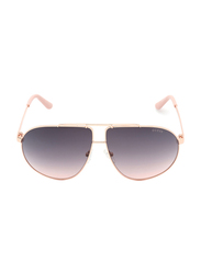 Guess Full-Rim Pilot Shiny Rose Gold Sunglasses Unisex, Gradient Smoke Lens, GU5208 28B, 64/10/135