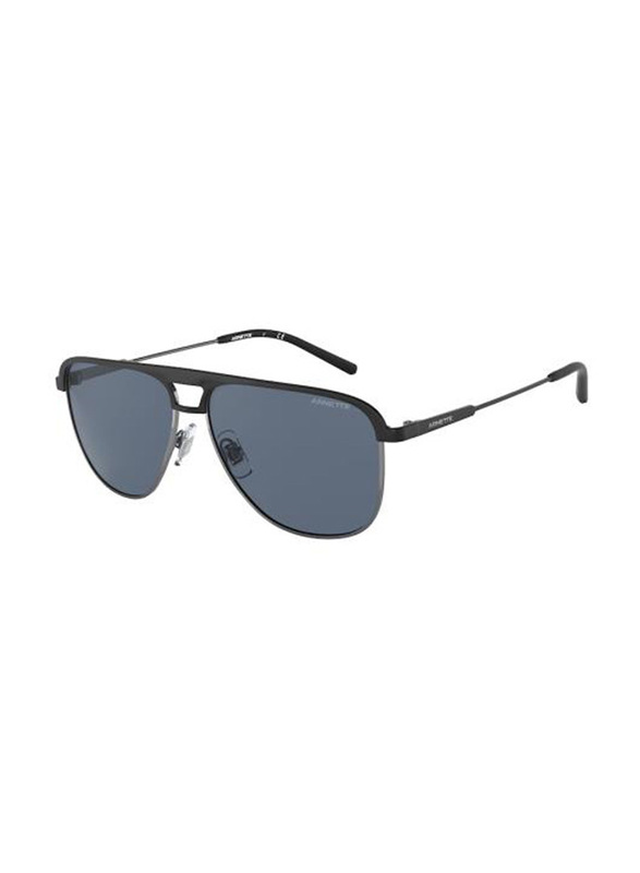 Arnette Polarized Full-Rim Aviator Matte Black Sunglasses For Men, Dark Blue Lens, AN3082 732/6G, 57/13/145