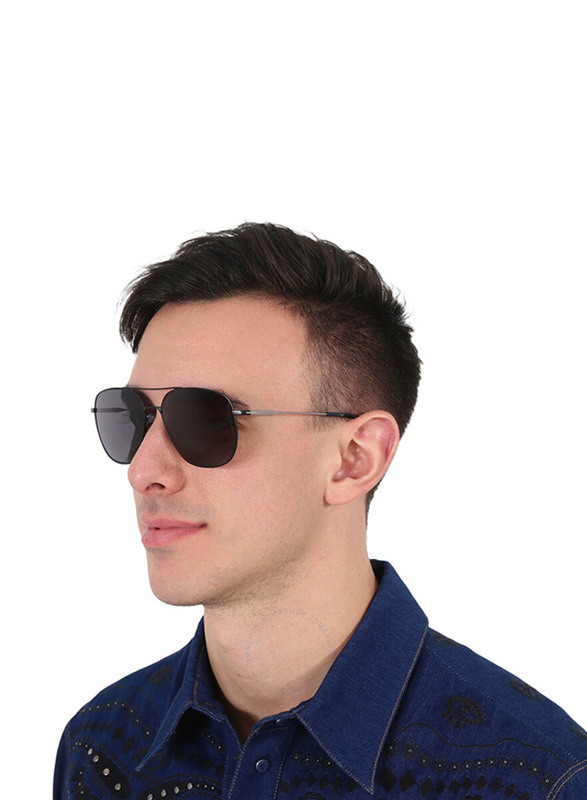 Hugo Boss Full-Rim Pilot Black Sunglasses for Men, Black Lens, BO1218/F/SK 0TI7 IR, 62/16/150