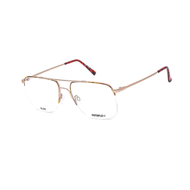 Flexon Half-Rim Aviator Havana Eyeglass Frame Unisex, Clear Lens, AUTOFLEX 17 215, 57/17/140