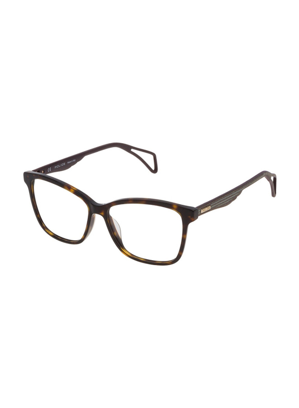Police Full-Rim Square Shiny Havana Brown Eyeglasses Frame for Women, VPL731 540722, 54/14/145