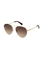 Kenneth Cole Full-Rim Aviator Gold Sunglasses for Men, Gradient Brown Lens, KC2953 32F
