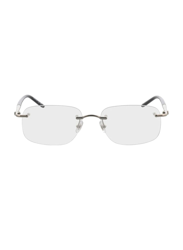 Mont Blanc Rimless Rectangular Silver Eyewear Frames For Men, Mirrored Clear Lens, MB0071O 004