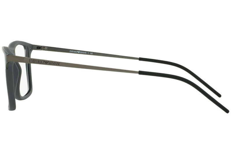 Emporio Armani Full-Rim Rectangular Grey Eyeglass Frames Unisex, Clear Lens, 0EA1058 3003_53, 53/18/140