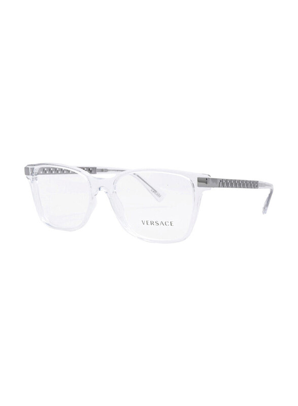 

Versace Full-Rim Square Clear Eyewear for Men, Transparent Lens, 0VE3340U 148, 53/17/145